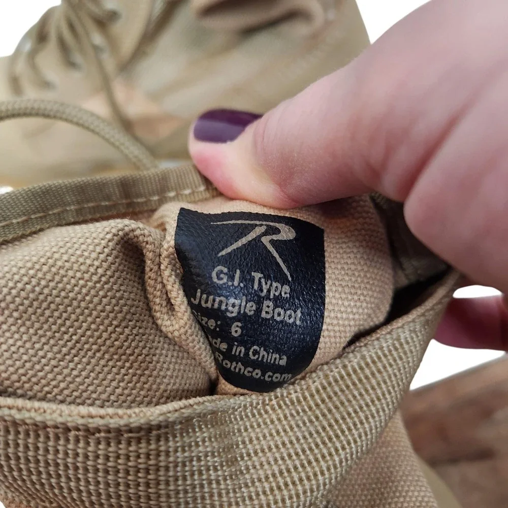 ROTHCO G.I. Type Jungle Combat Boots Mens 6 Beige Leather Tactical Military‎